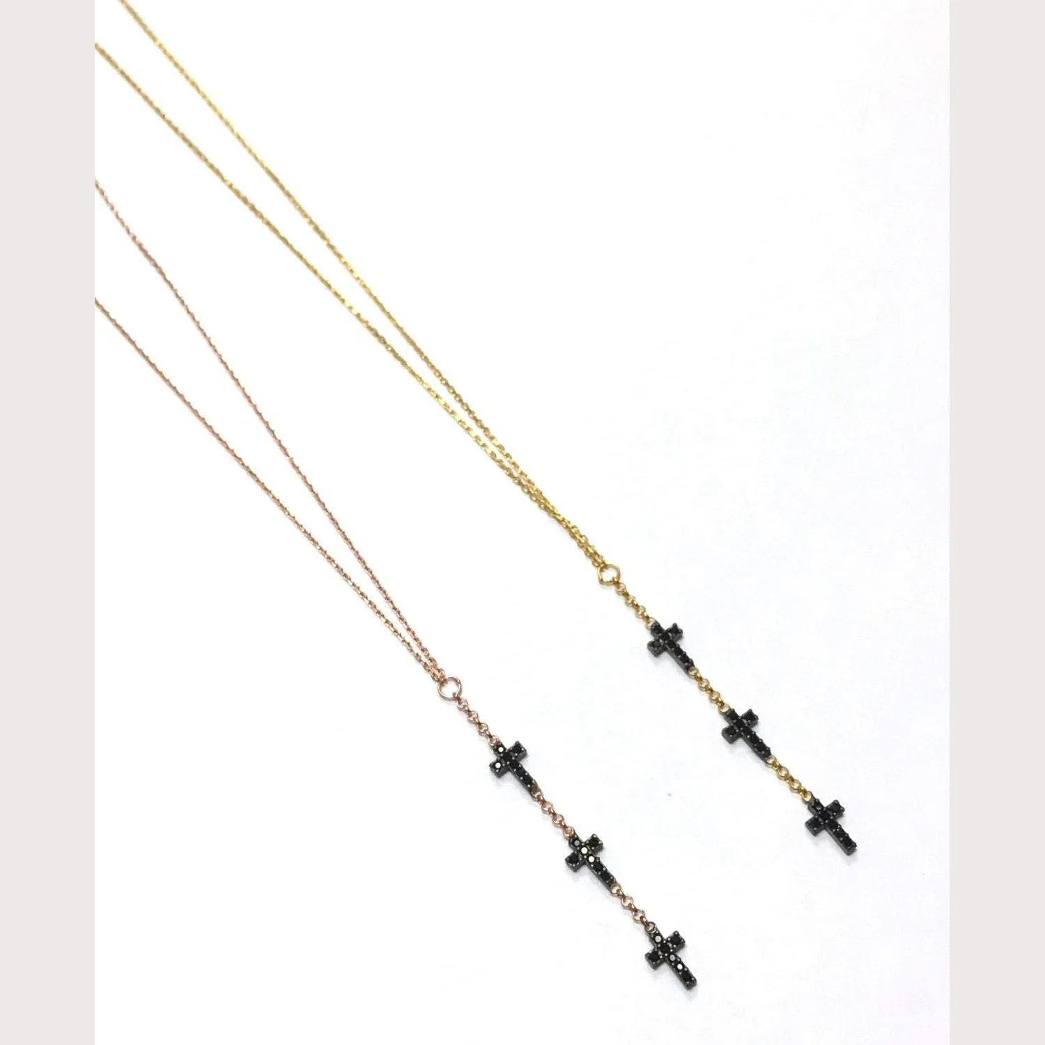 Black Stone Faith Lariat Necklace-Gold