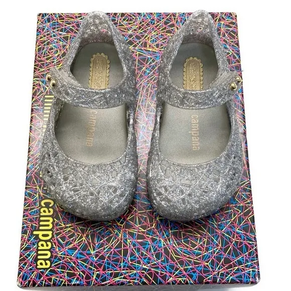 BNIB! MINI MELISSA Campana Silver Glitter 5
