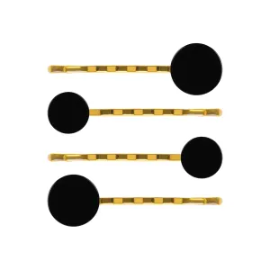 Button Black Hair Slide Set