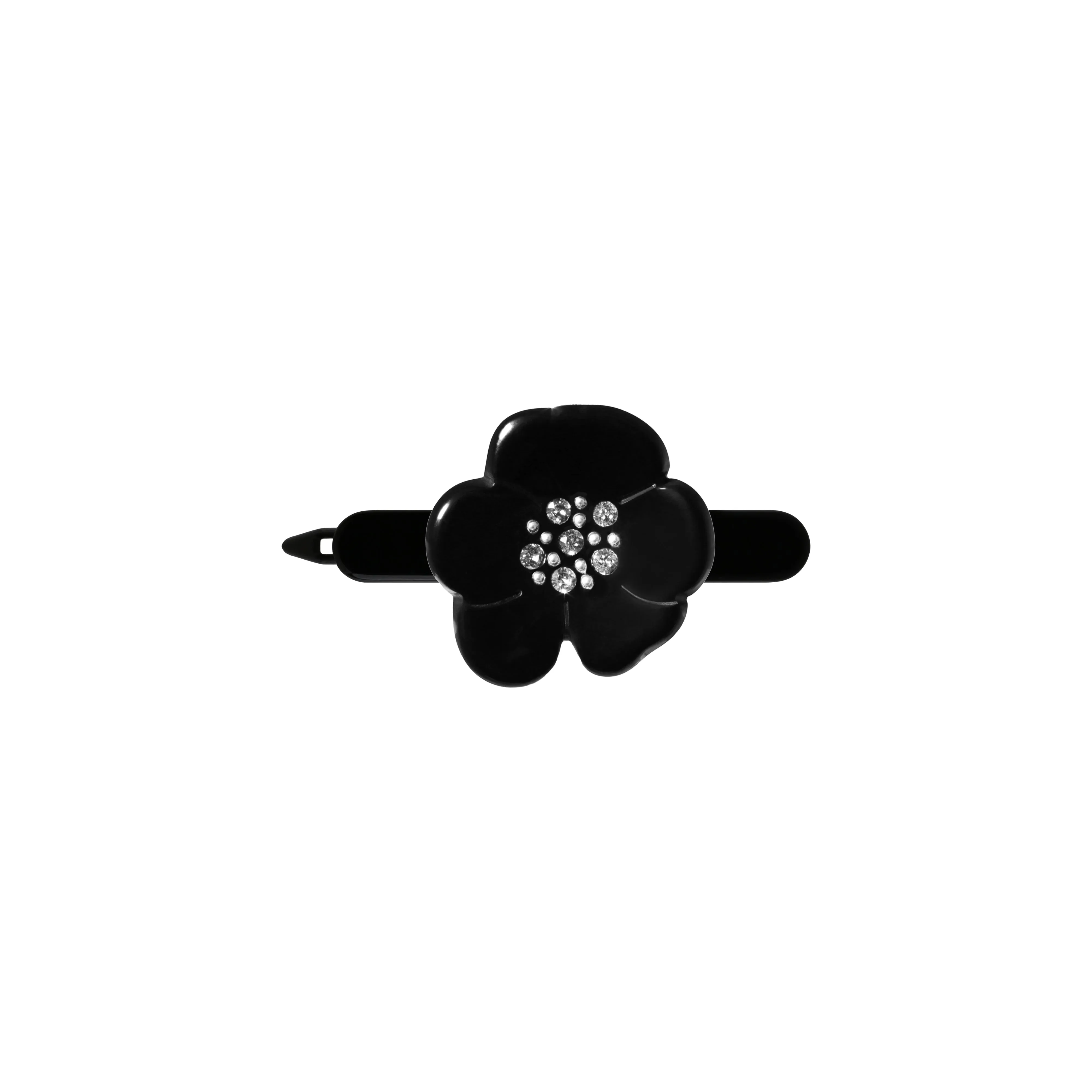 Camellia Crystal Small Black Side Hair Clip
