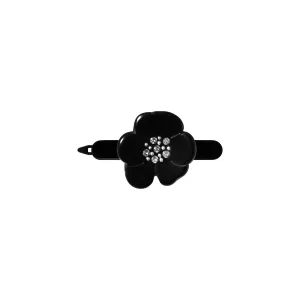 Camellia Crystal Small Black Side Hair Clip