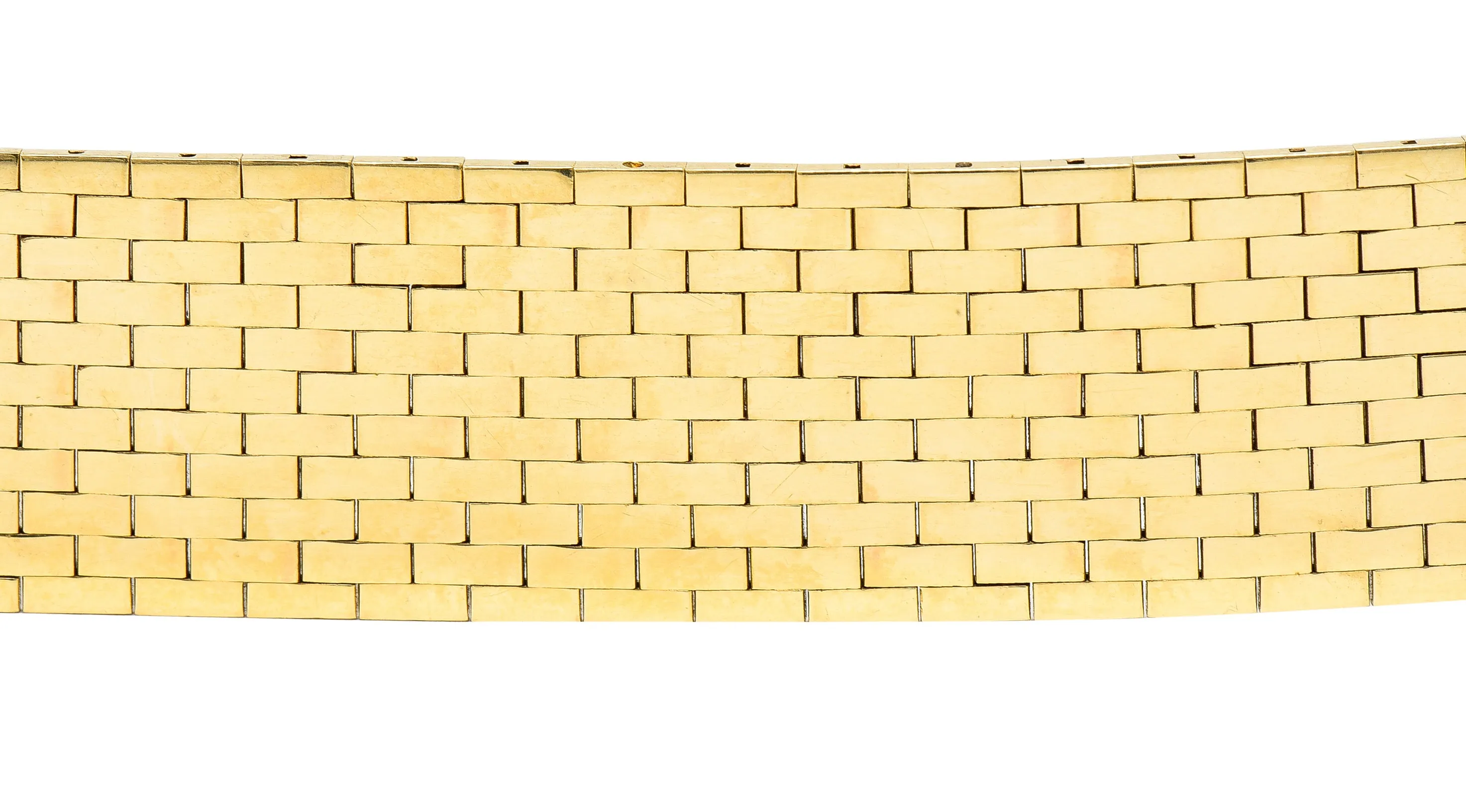 Cartier Retro Ruby Diamond Platinum 14 Karat Yellow Gold Woven Mesh Belt Buckle Vintage Bracelet