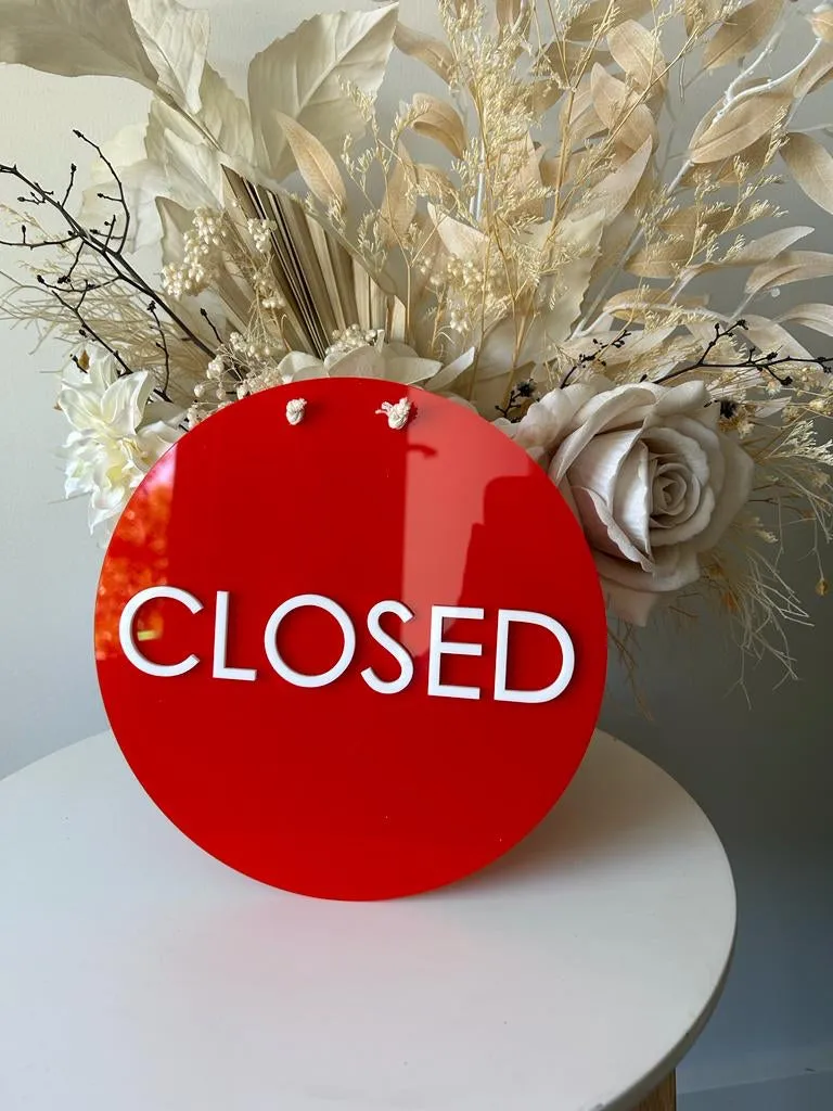Circle Open/Closed Sign - Double Sided