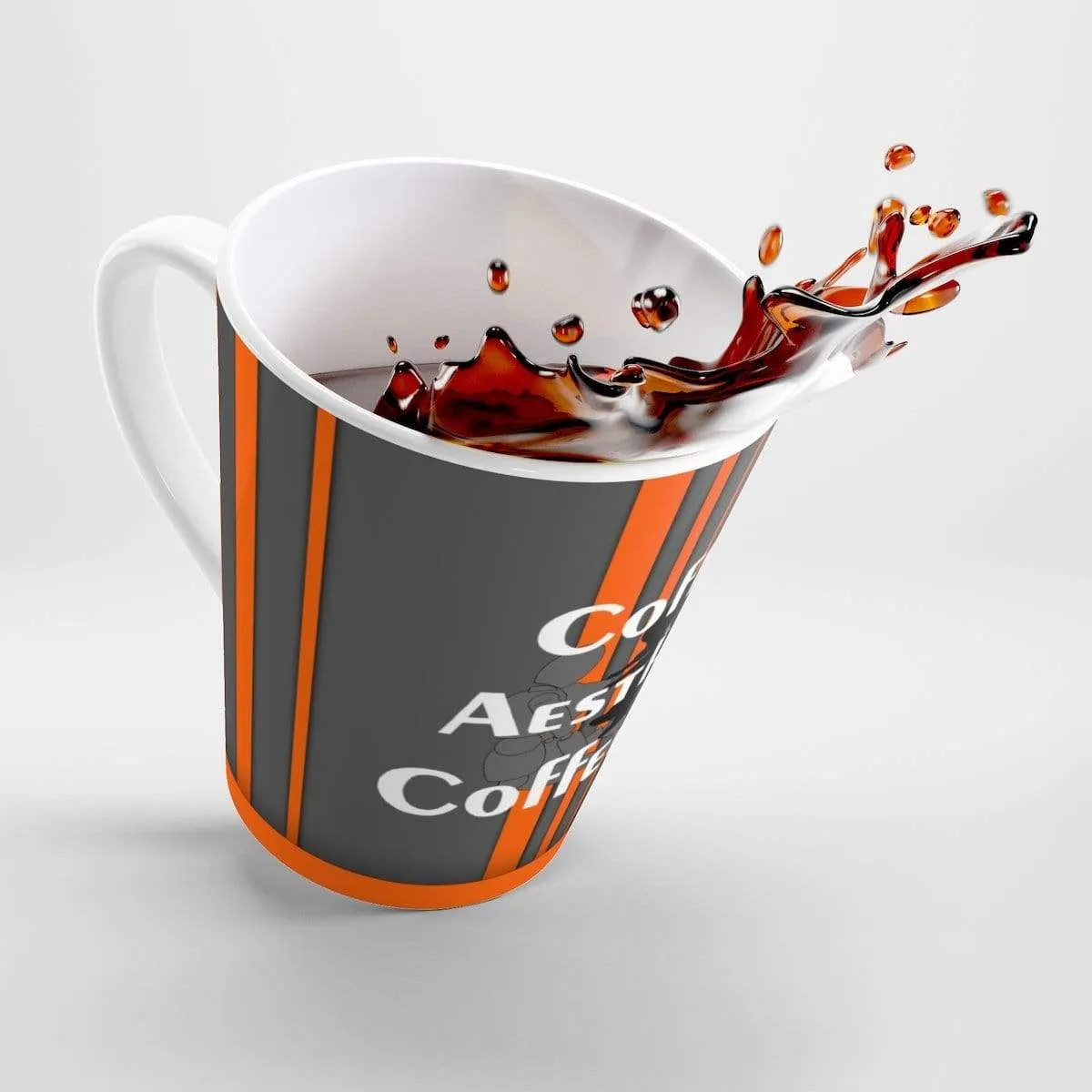 Coffee-Aesthetic.com Big Grey-Orange Latte mug