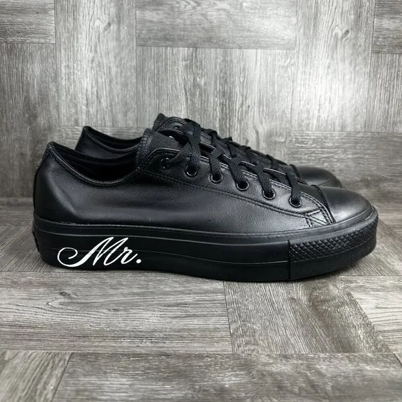 Converse Made by You Wedding Chucks A02259C Men size 10.5 Black Leather White