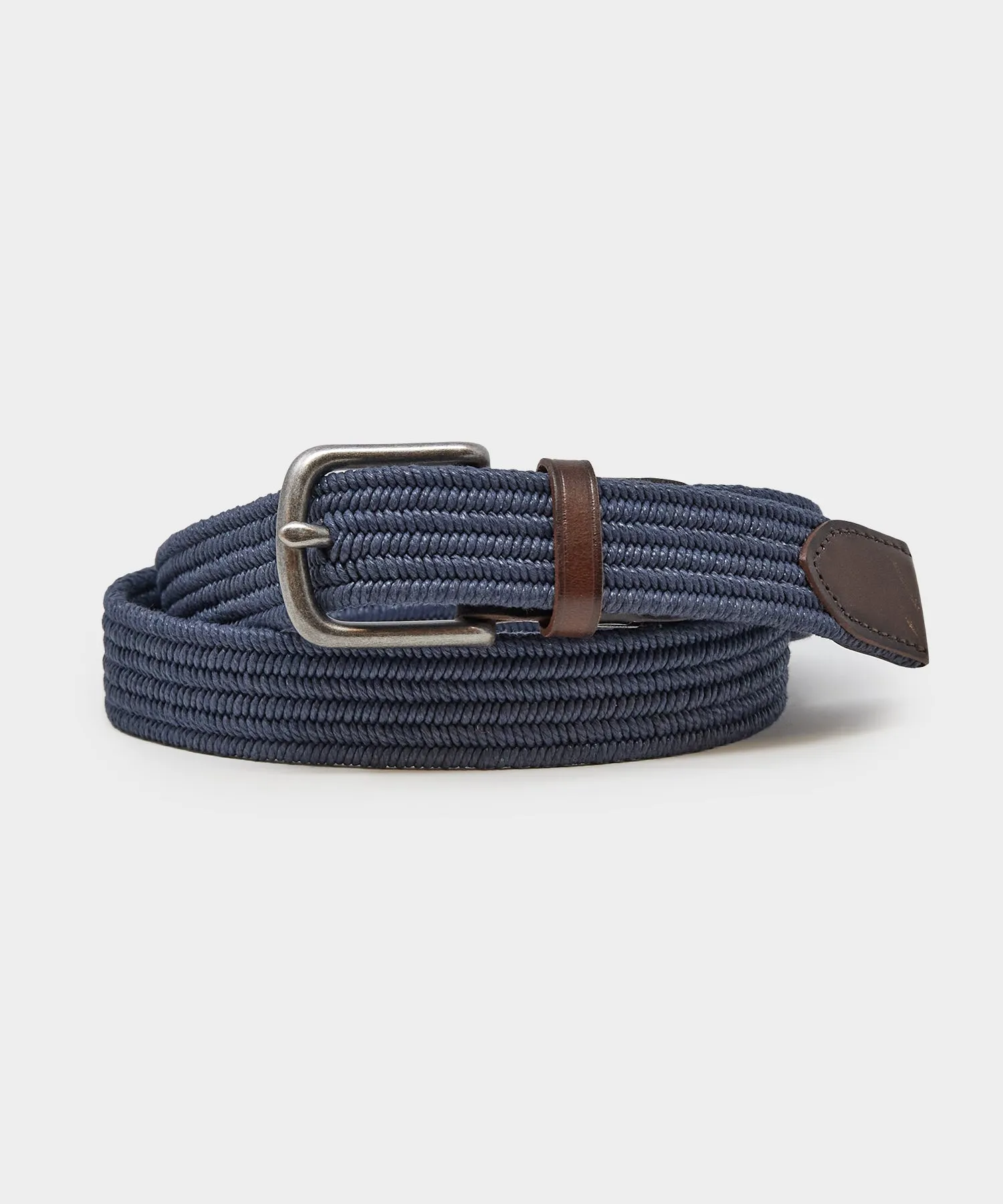 Cotton Stretch Braided Belt in Navy