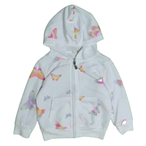 Cozii- Butterfly Zip-Up Hoodie (White)
