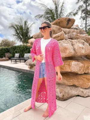 Crochet Duster by POL - Pink