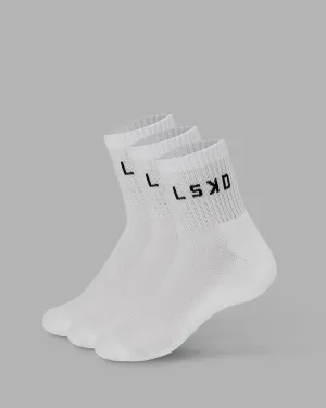 Daily Quarter 3 Pack Socks - White-Black