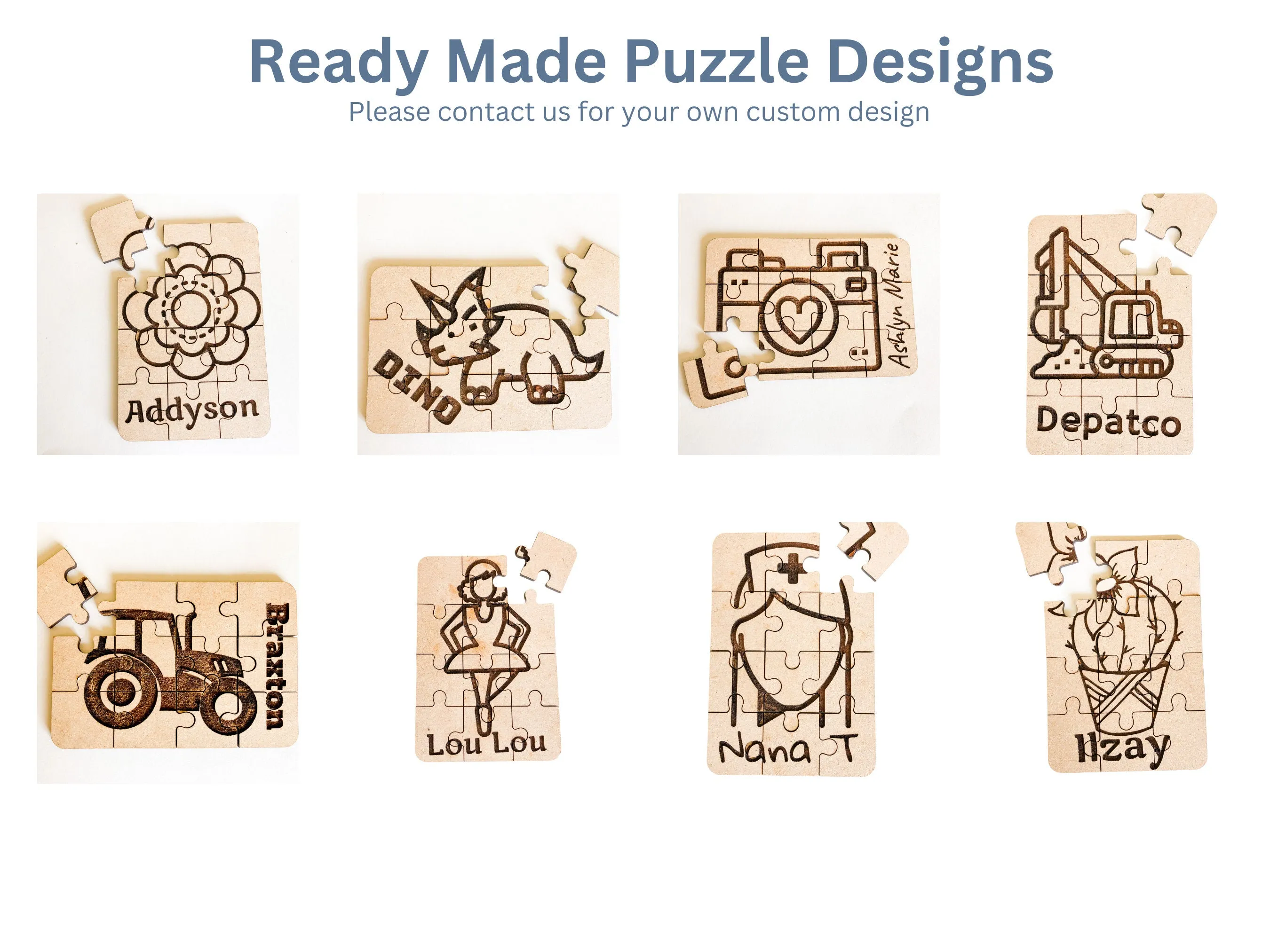 Dinosaur Personalized Small Wooden Puzzles Custom Game, Bulk Birthday Party Favor and Make and Take for Kids