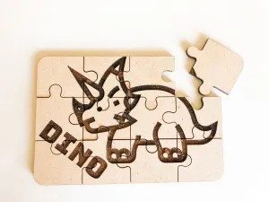 Dinosaur Personalized Small Wooden Puzzles Custom Game, Bulk Birthday Party Favor and Make and Take for Kids