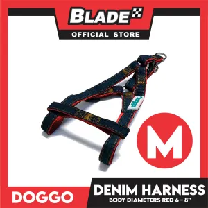 Doggo Denim Harness Medium Size (Red) Harness for Dog