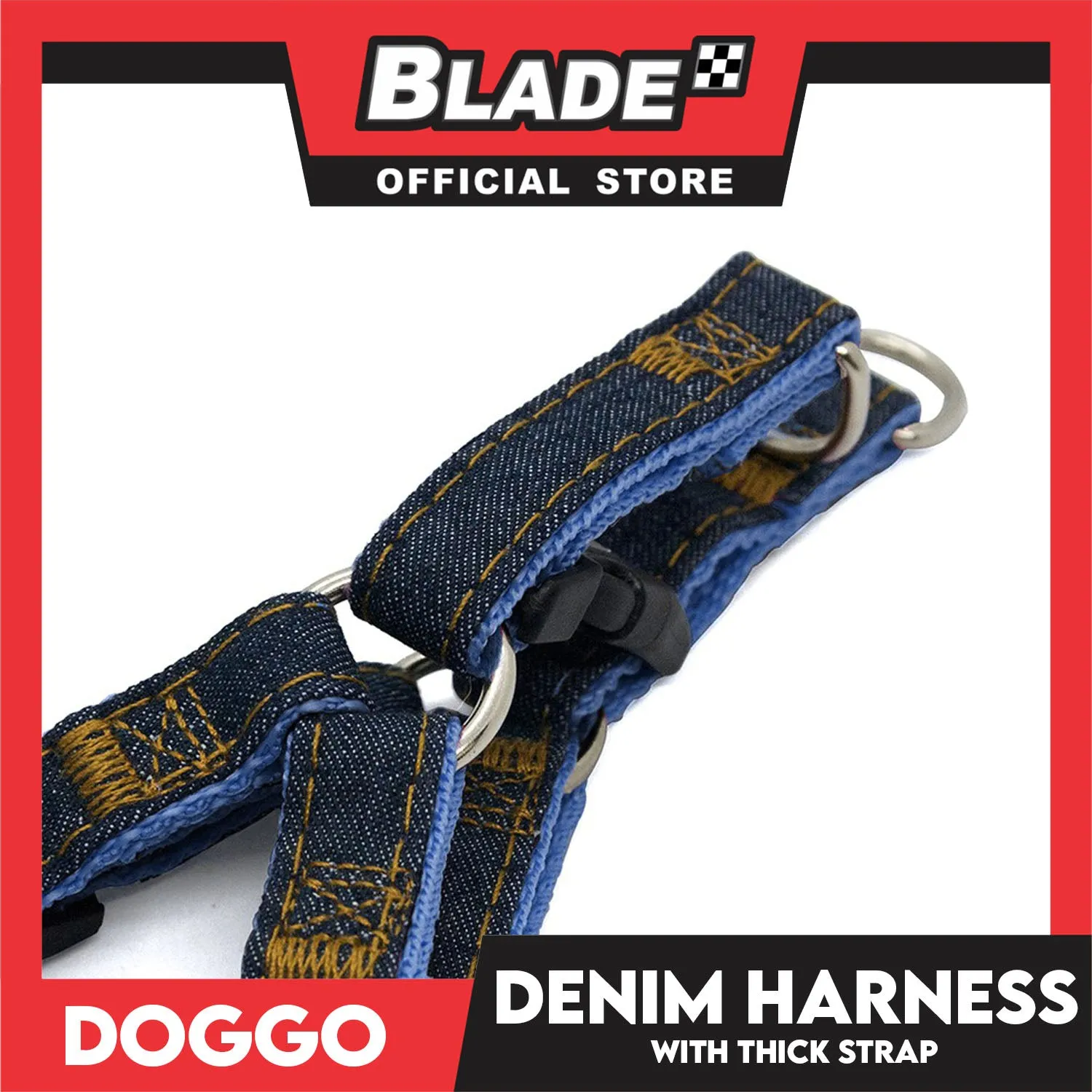 Doggo Denim Harness Medium Size (Red) Harness for Dog