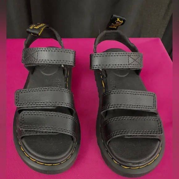 Dr. Martens Klaire Sandal Little Kid Black Super Bounce Velcro Strap  11 NWOT
