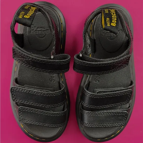 Dr. Martens Klaire Sandal Little Kid Black Super Bounce Velcro Strap  11 NWOT