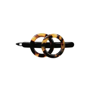 Dual Circle Dark Tortoiseshell Hair Clip