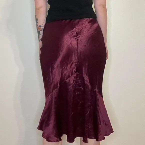 Elegant Burgundy Satin Skirt