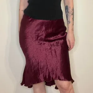 Elegant Burgundy Satin Skirt
