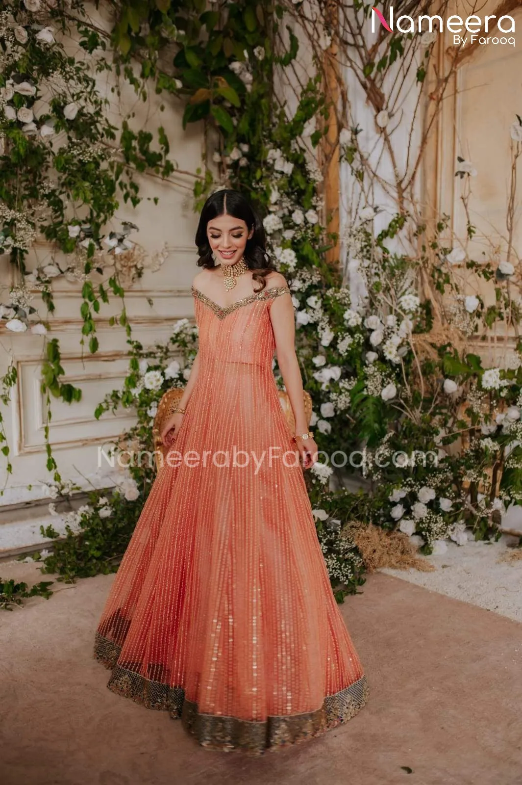 Elegant Pakistani Bridal Gown Lehenga Dress #BS547