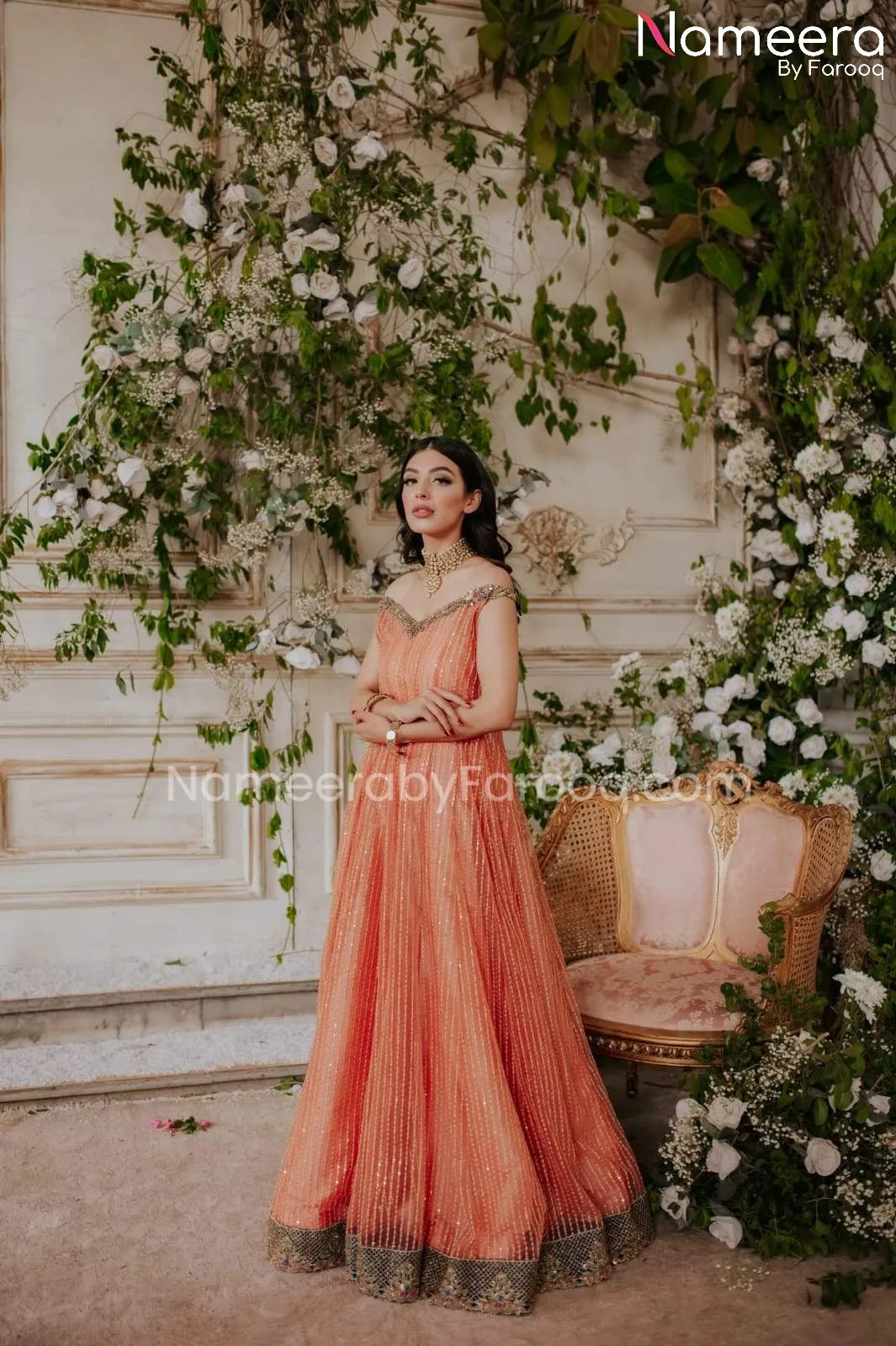 Elegant Pakistani Bridal Gown Lehenga Dress #BS547