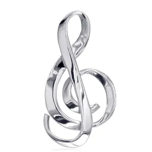 Extra Large Treble Clef Ribbon Charm in 14K White Gold