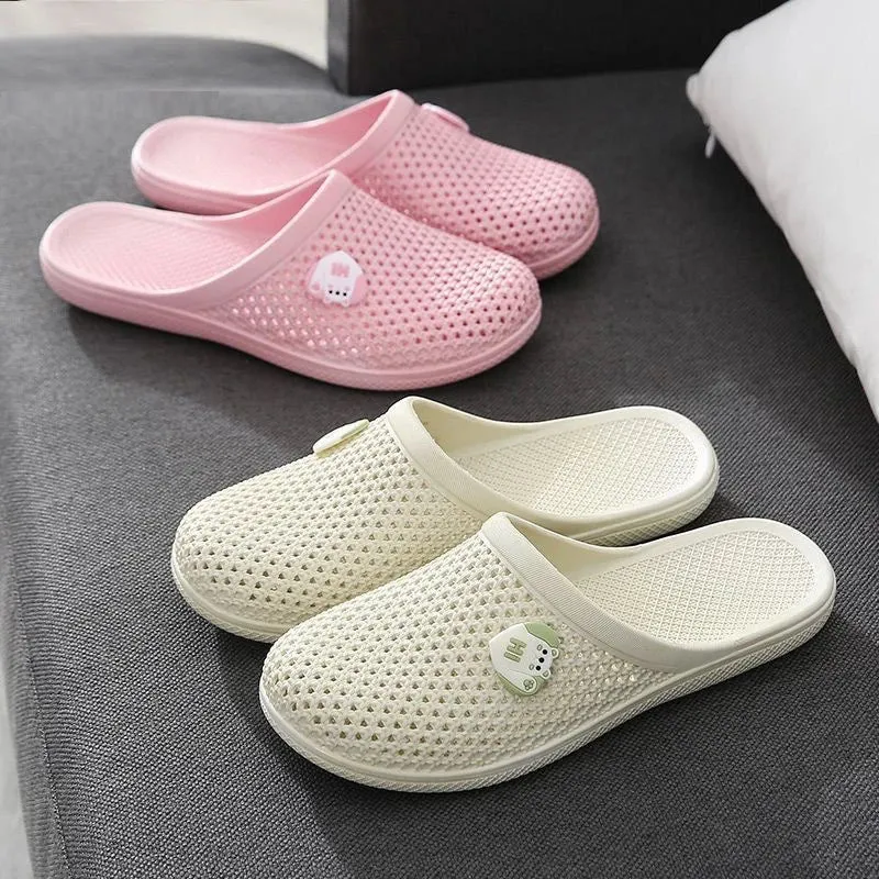 Fashionable Candy Color Hollow Toe Flat Non-Slip Waterproof Casual Slippers