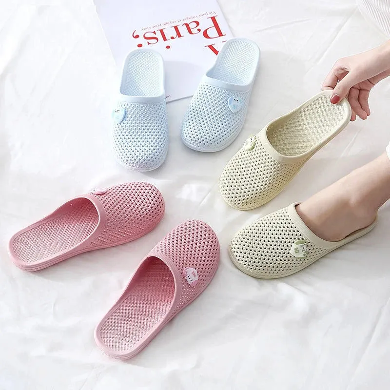 Fashionable Candy Color Hollow Toe Flat Non-Slip Waterproof Casual Slippers