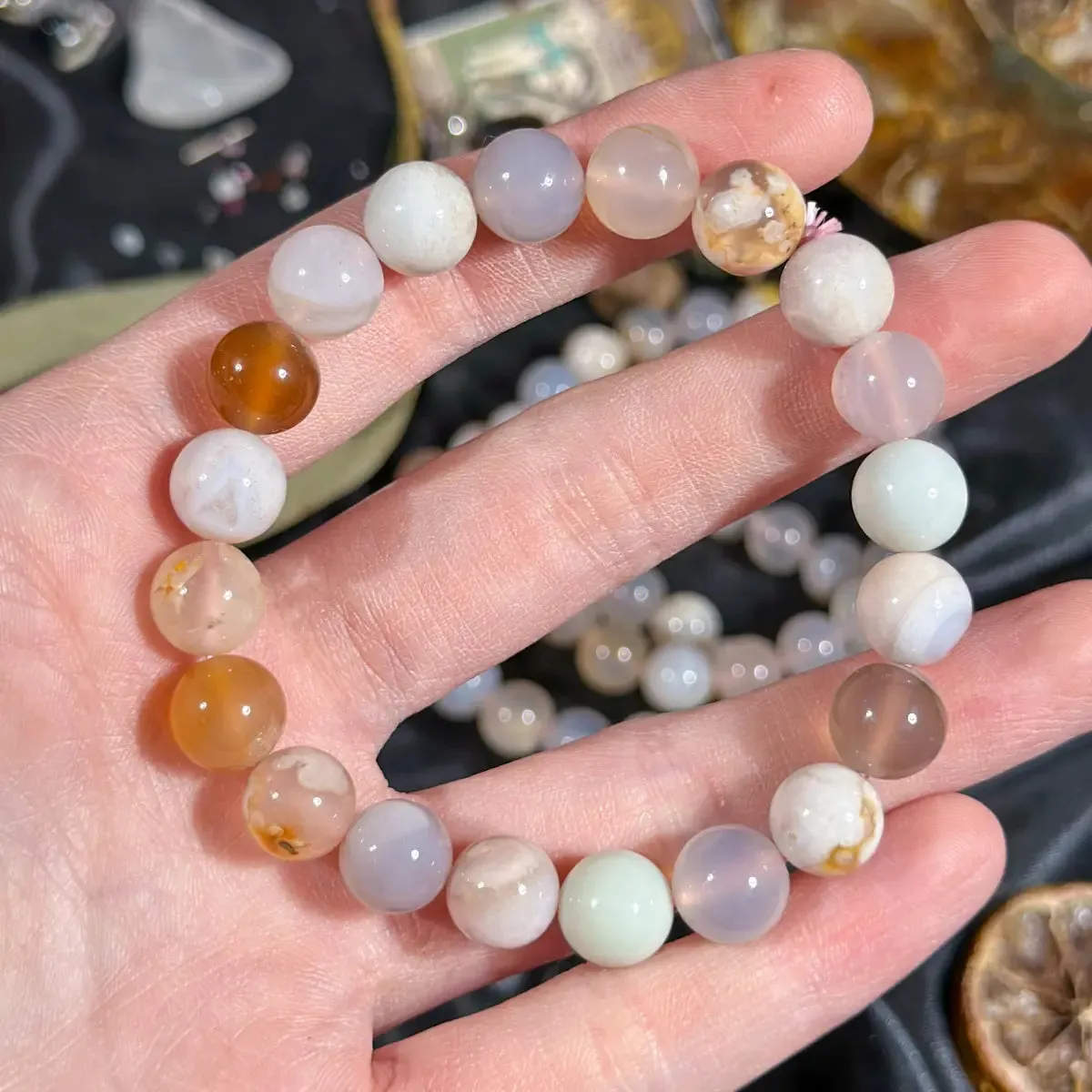 Flower Agate Stretchy Bracelet