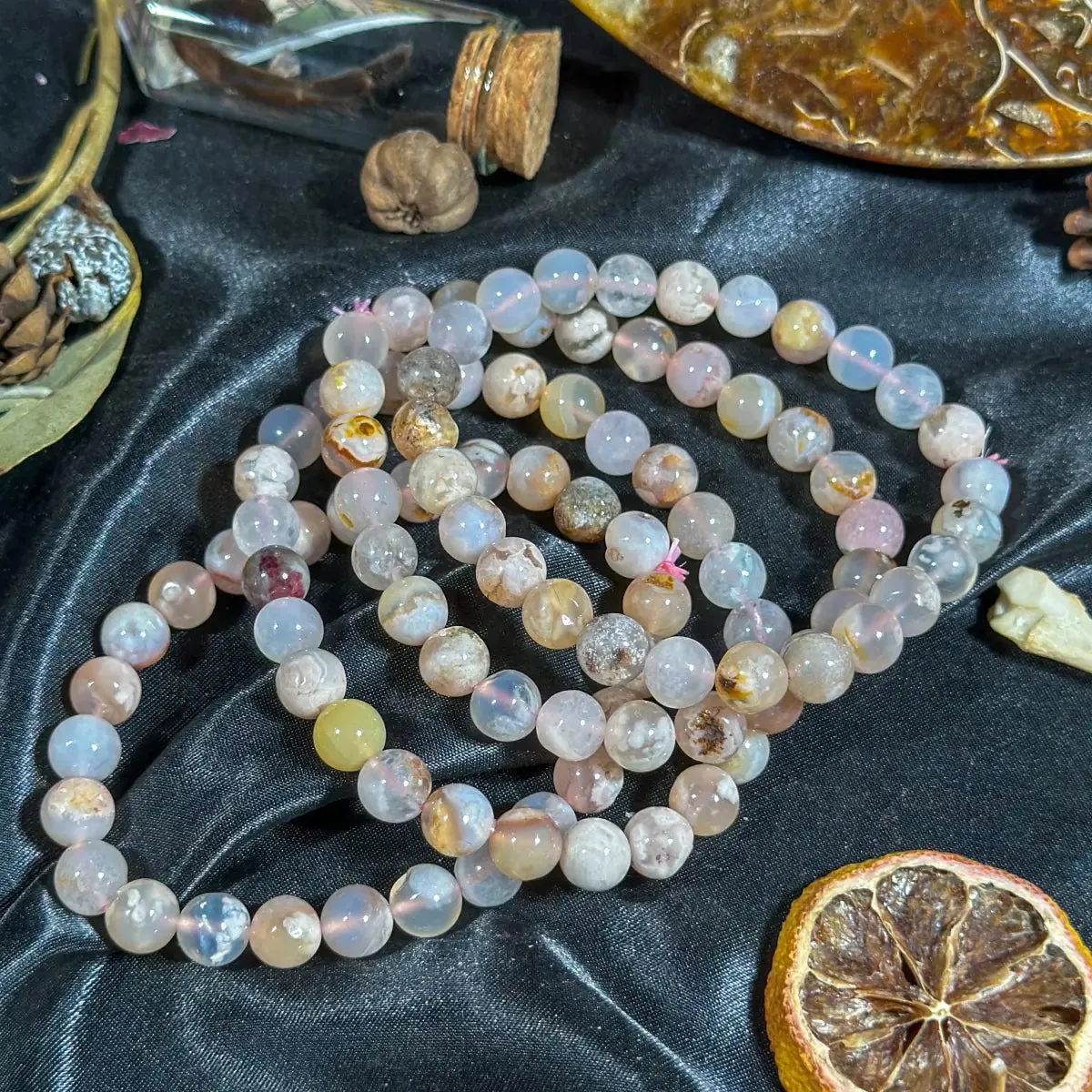Flower Agate Stretchy Bracelet