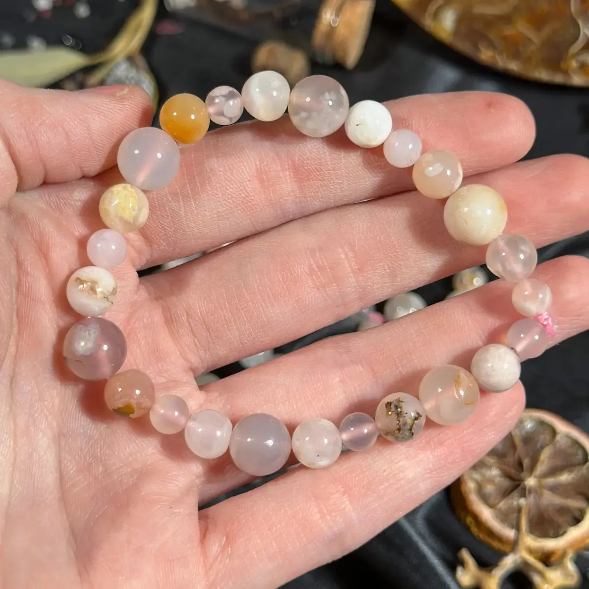 Flower Agate Stretchy Bracelet