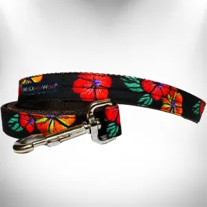 Flowers on Black Dog Leash