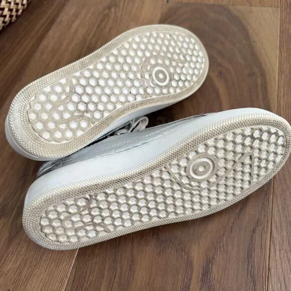 Free People Letterman Sneaker Metallic Silver $150 38 7.5