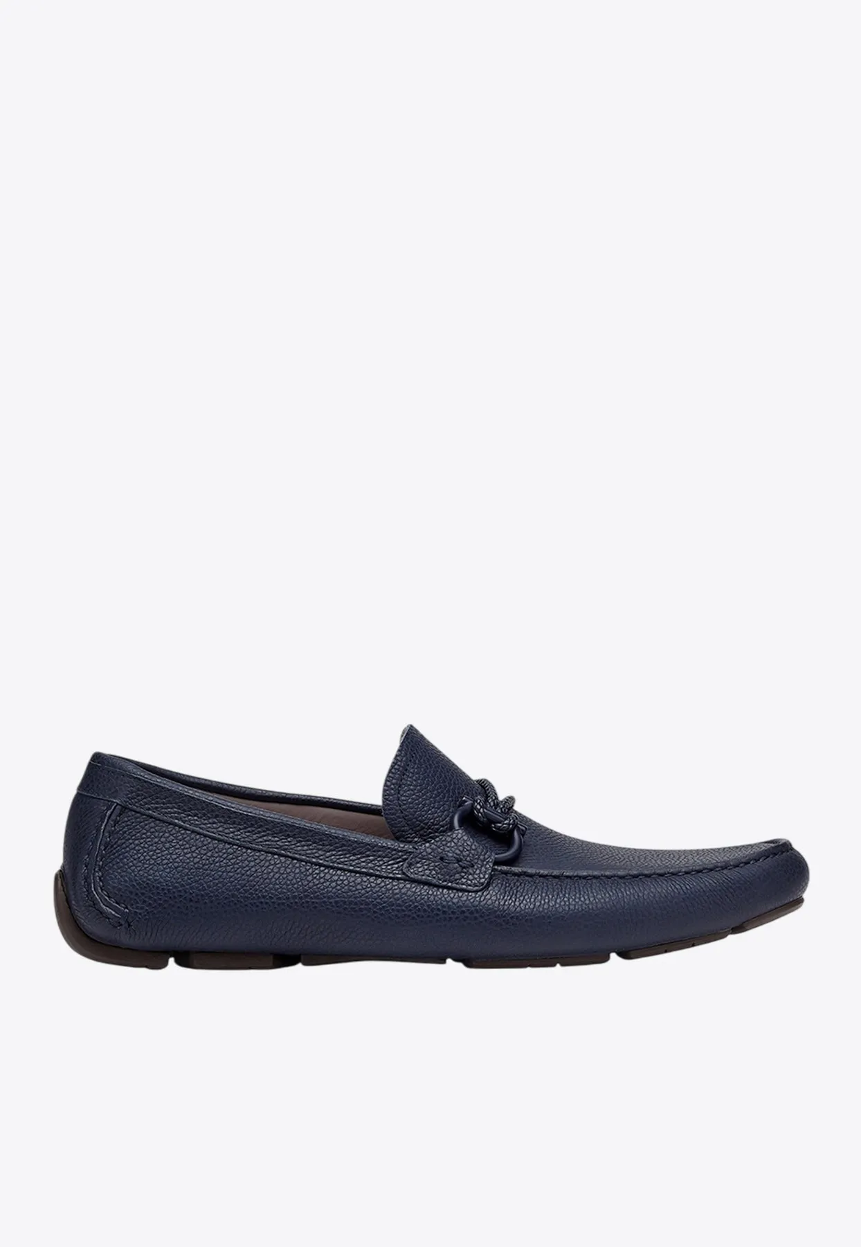 Front Gancini Plaque Leather Loafers