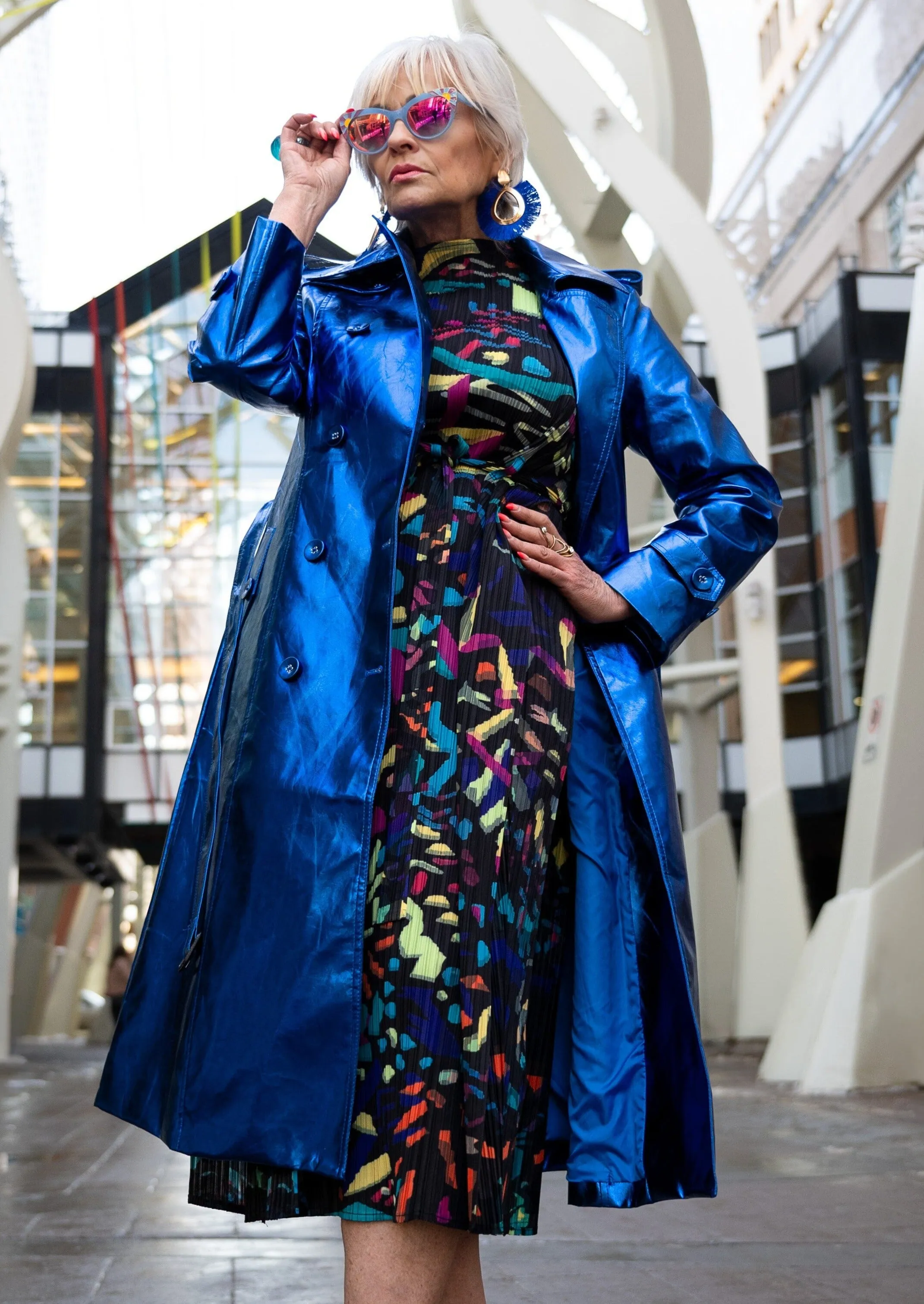 Geometric Belted Dress