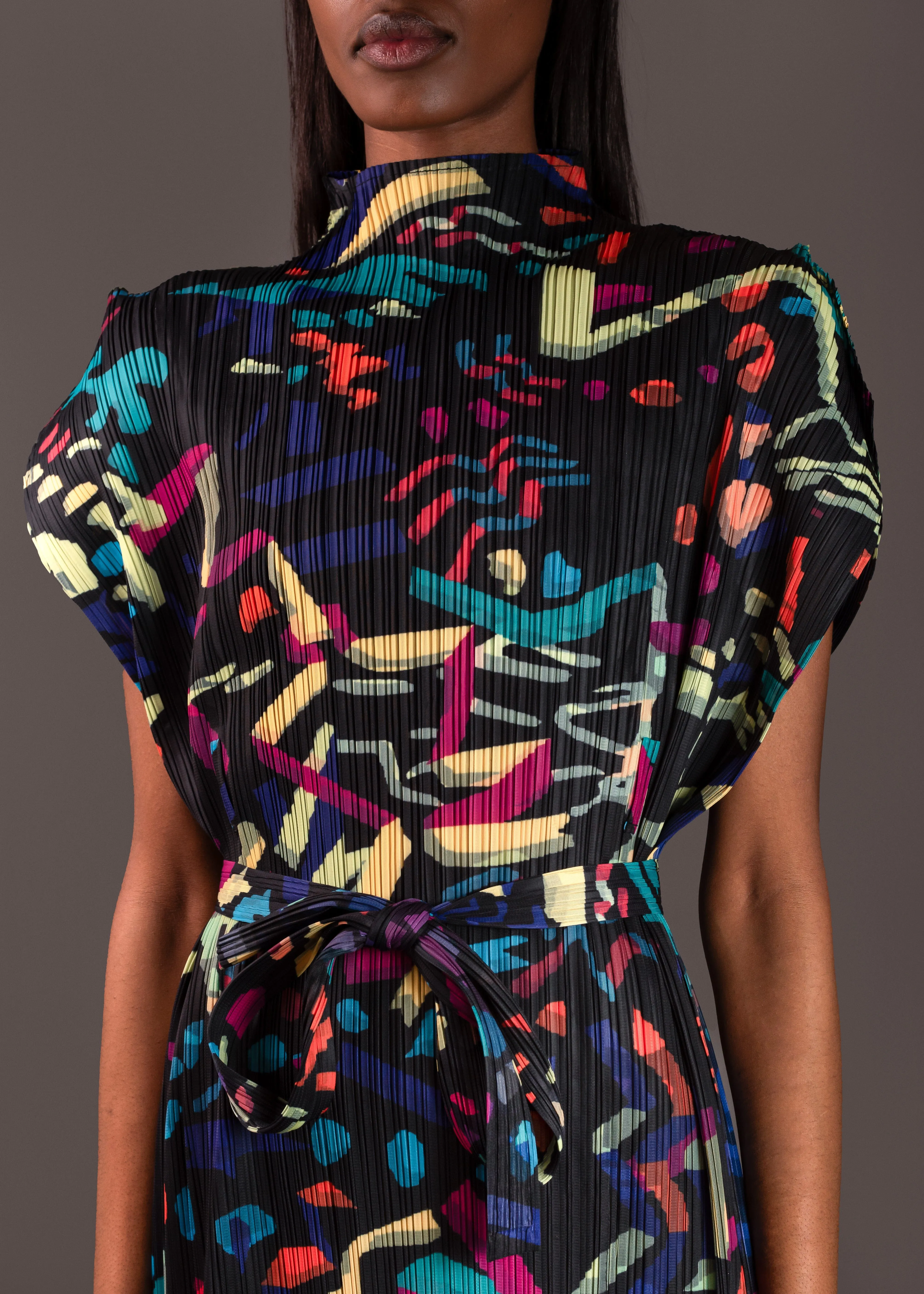 Geometric Belted Dress