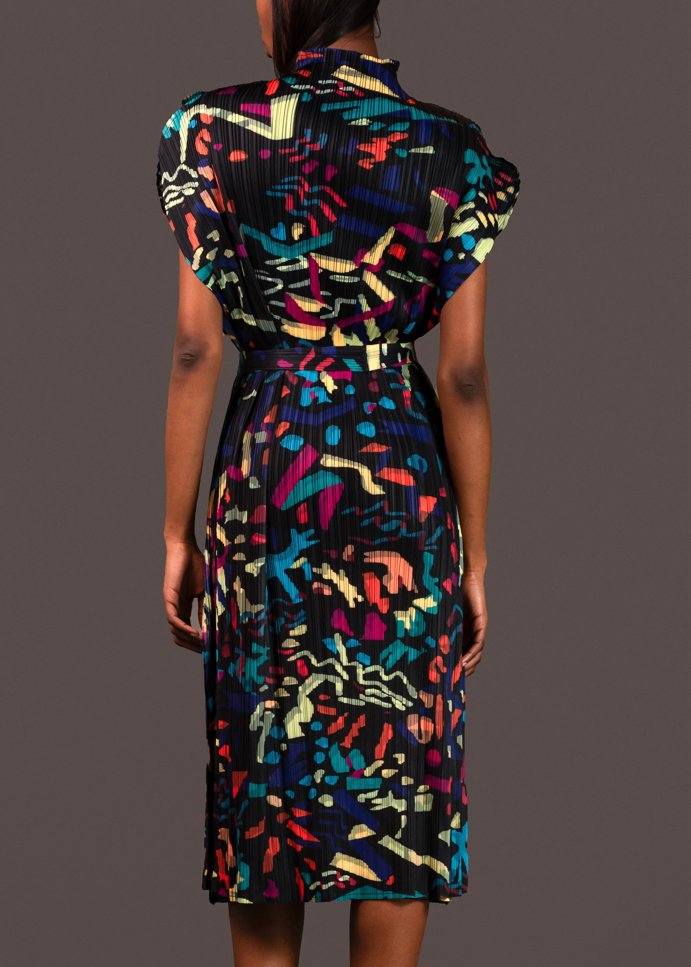 Geometric Belted Dress
