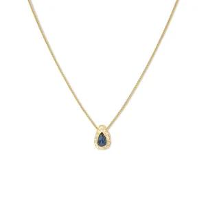 Gold Blue Sapphire Teardrop Slider Necklace