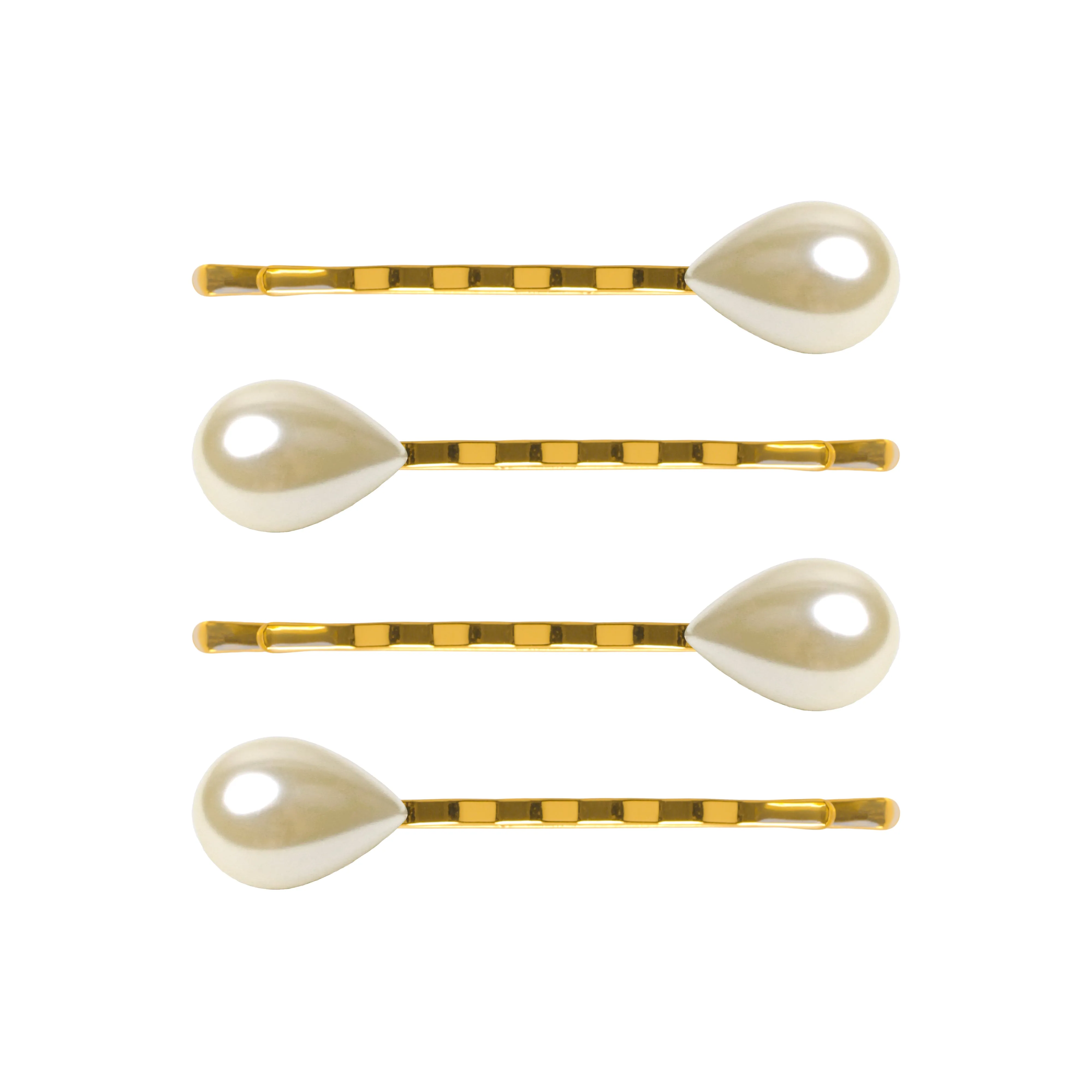 Gold Drop Pearl Hair Slide 4 Set
