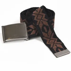 Guatemala Hand Woven Men's Canvas Belt | Brown Embroidery on Black