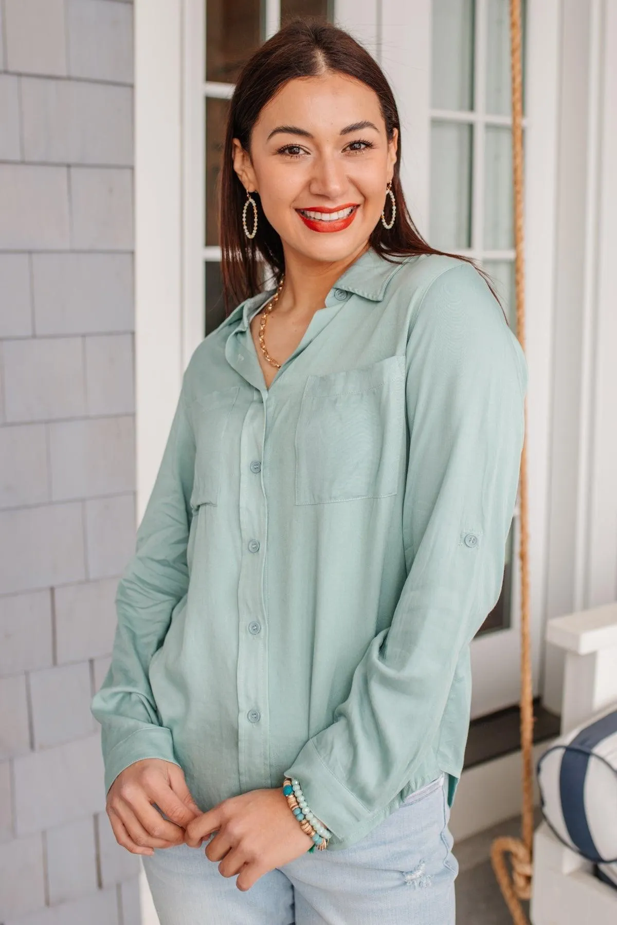 Hazel Blues® | Unwavering Confidence Blouse in Light Blue