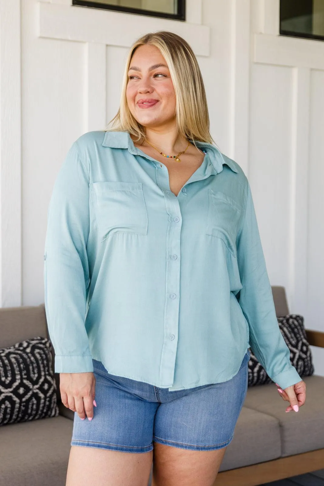 Hazel Blues® | Unwavering Confidence Blouse in Light Blue