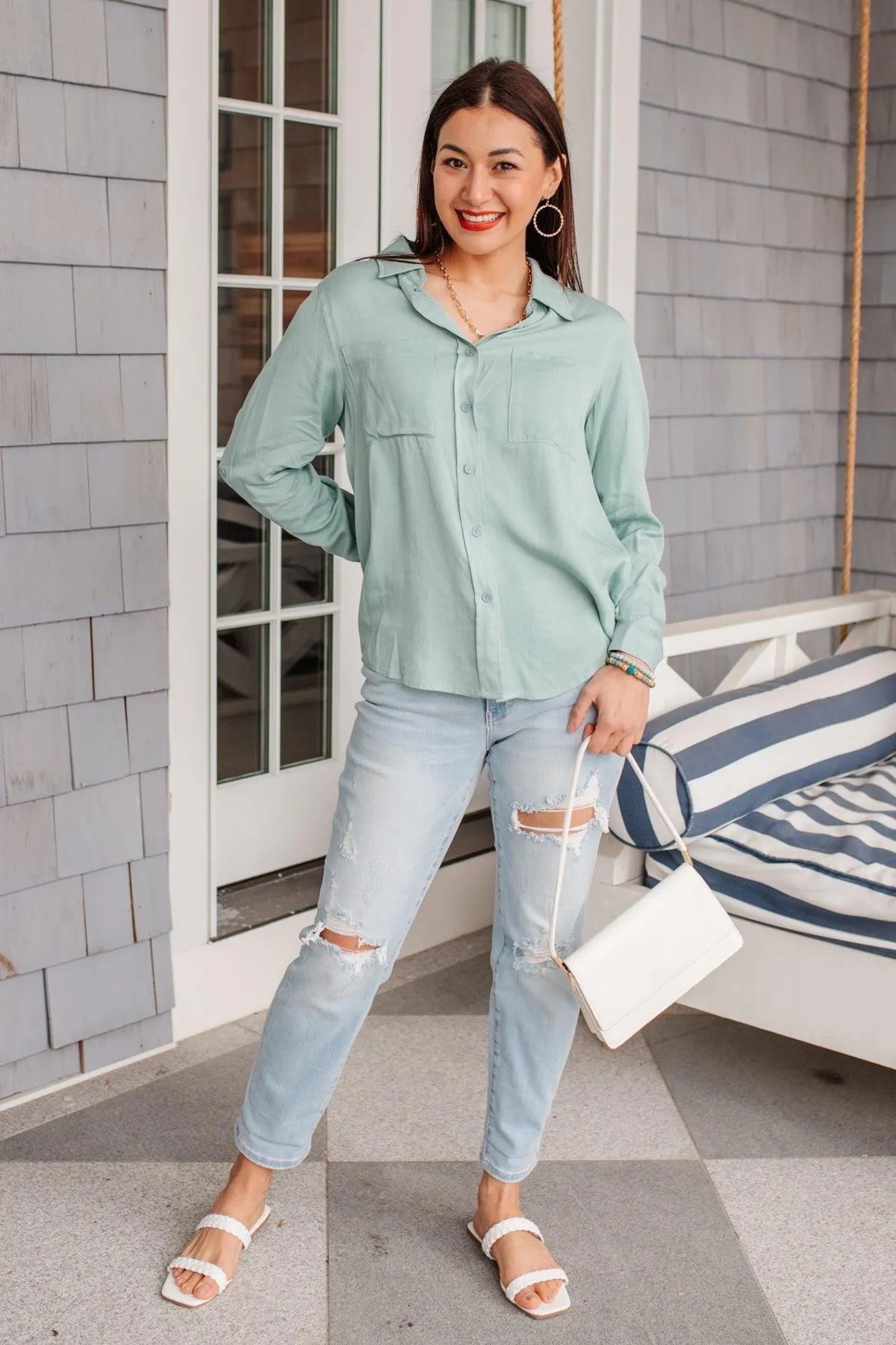Hazel Blues® | Unwavering Confidence Blouse in Light Blue