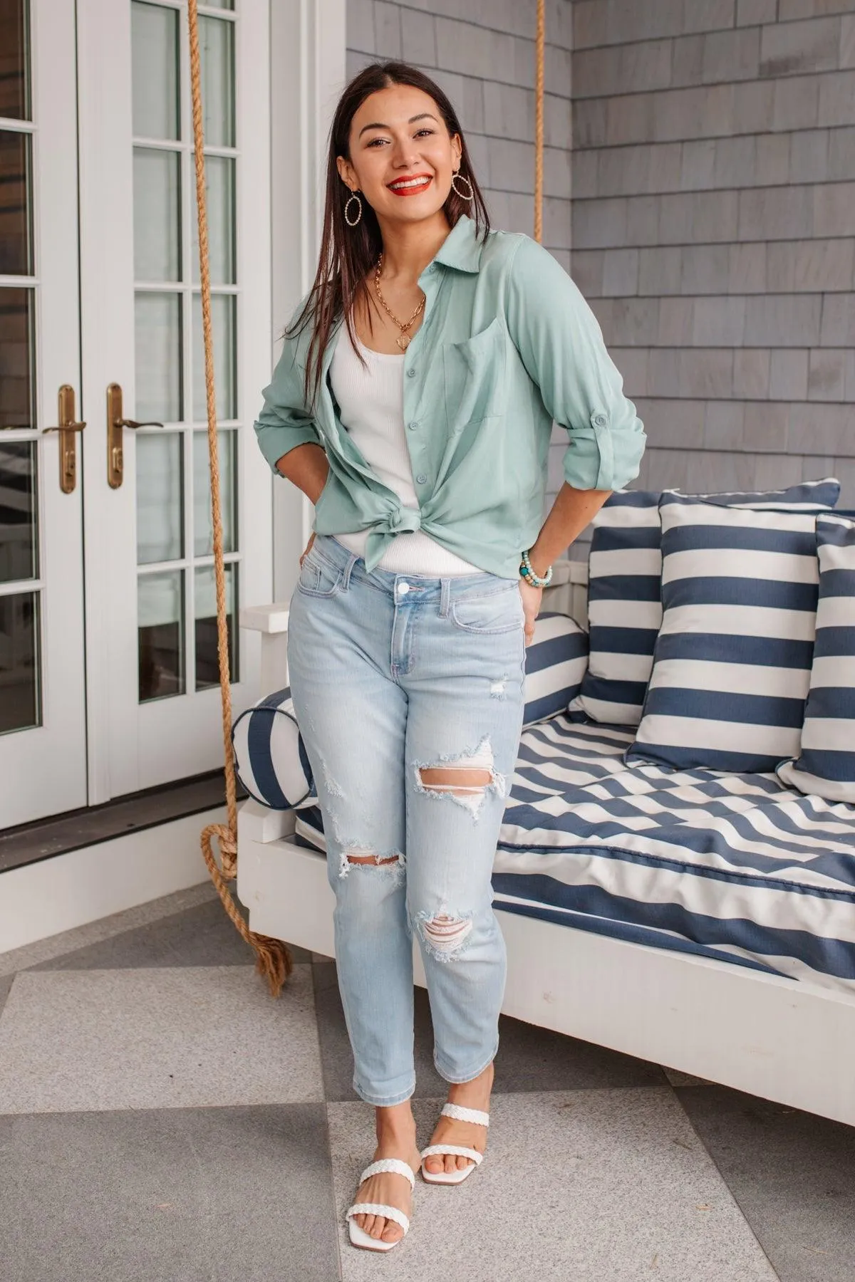 Hazel Blues® | Unwavering Confidence Blouse in Light Blue