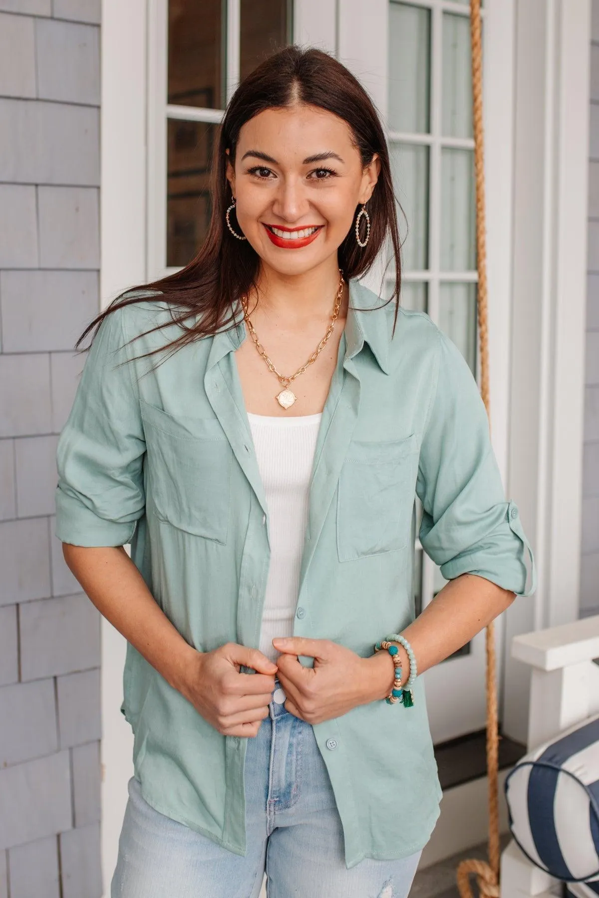 Hazel Blues® | Unwavering Confidence Blouse in Light Blue