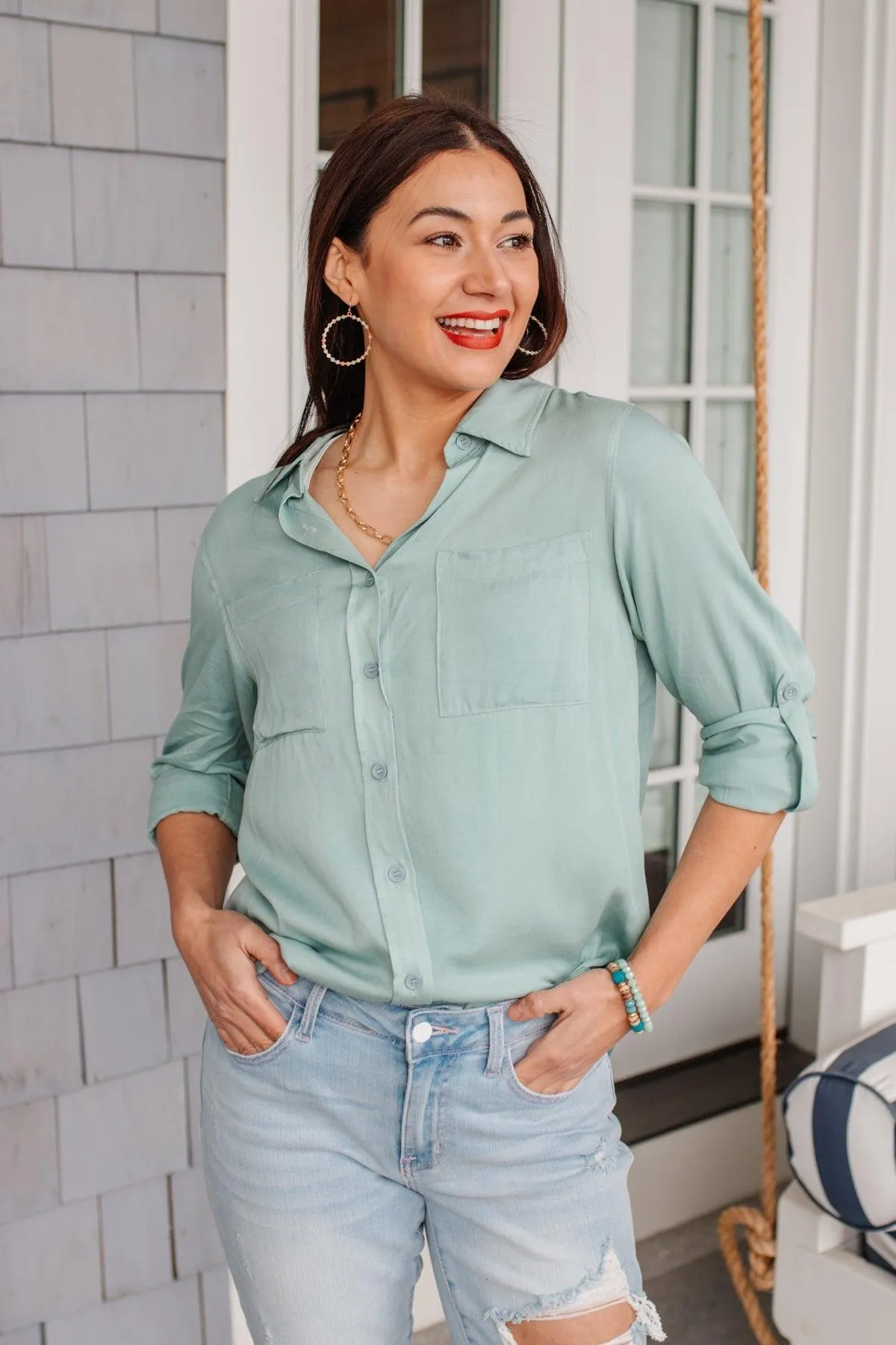 Hazel Blues® | Unwavering Confidence Blouse in Light Blue