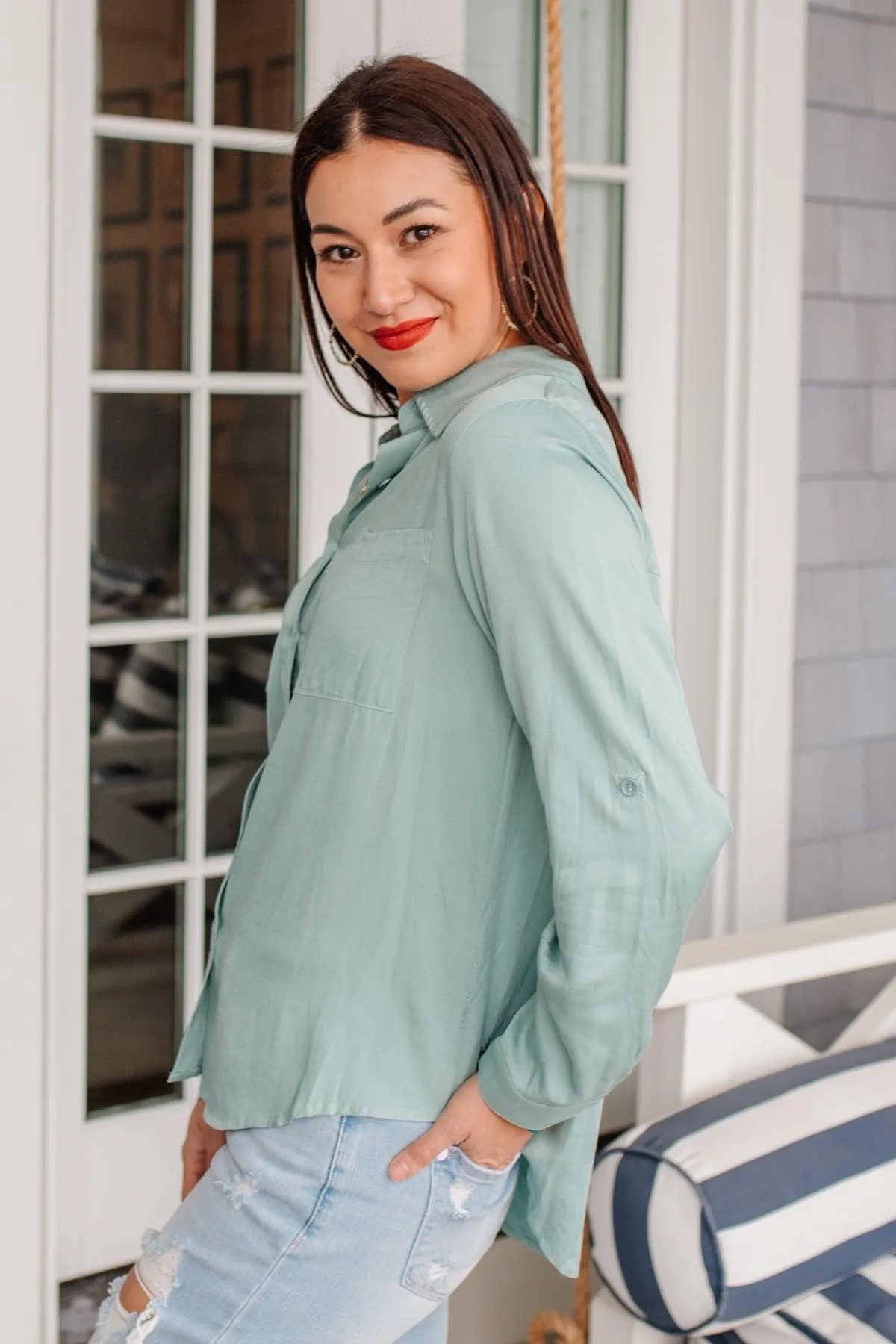 Hazel Blues® | Unwavering Confidence Blouse in Light Blue
