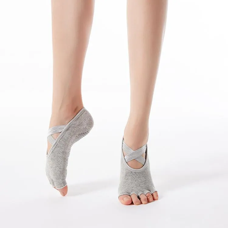 HJ Non-Slip Open Toe Cross tie Dispensing Yoga Socks