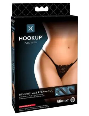 Hookup Panties Remote Lace Peek-a-Boo - Black - Small - Large