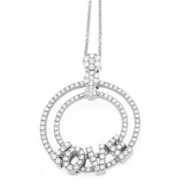 Hulchi Belluni 18K White Gold "Love" Diamond Necklace