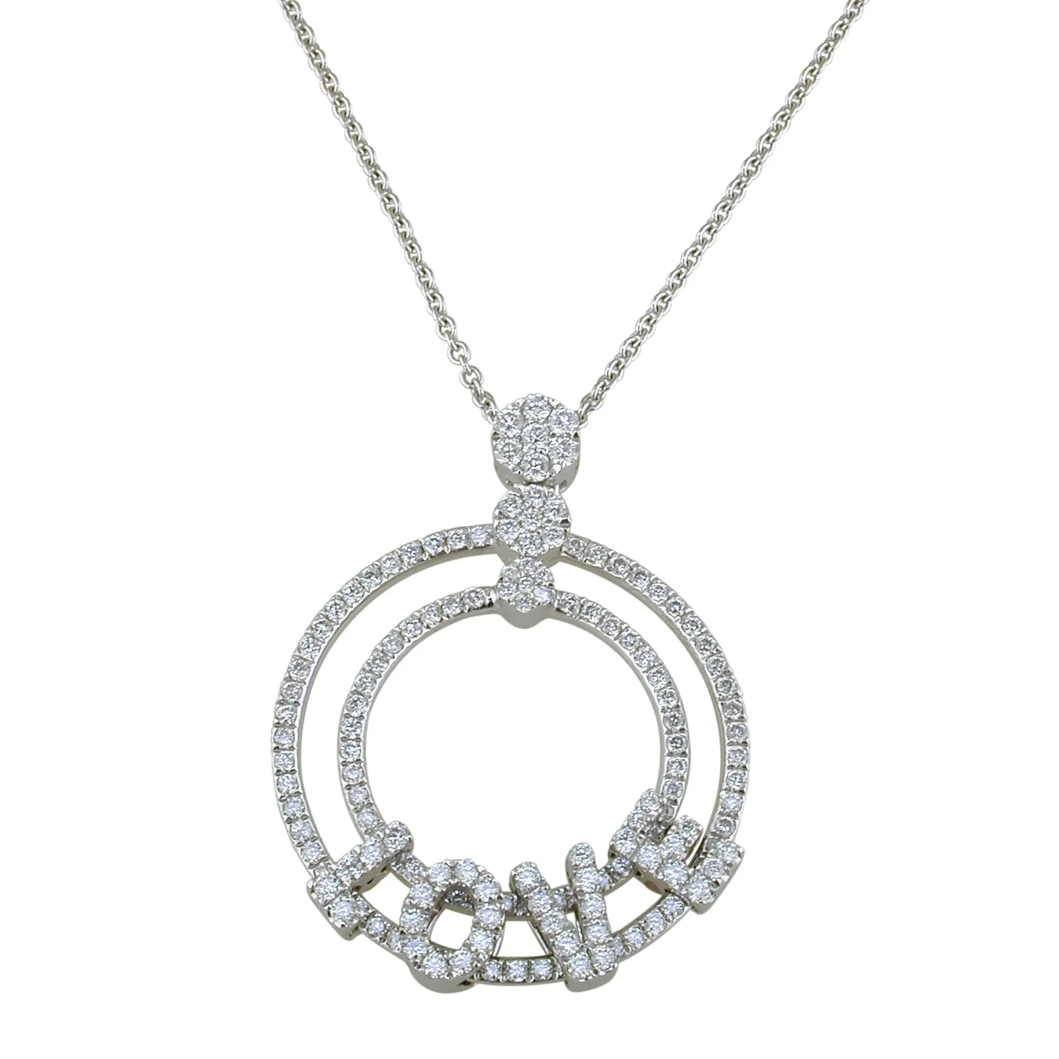Hulchi Belluni 18K White Gold "Love" Diamond Necklace